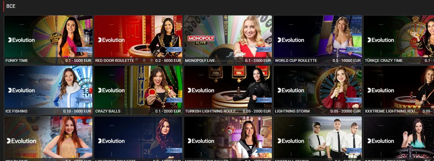 скриншот страницы с лайв-казино на платформе Rolsbet казино